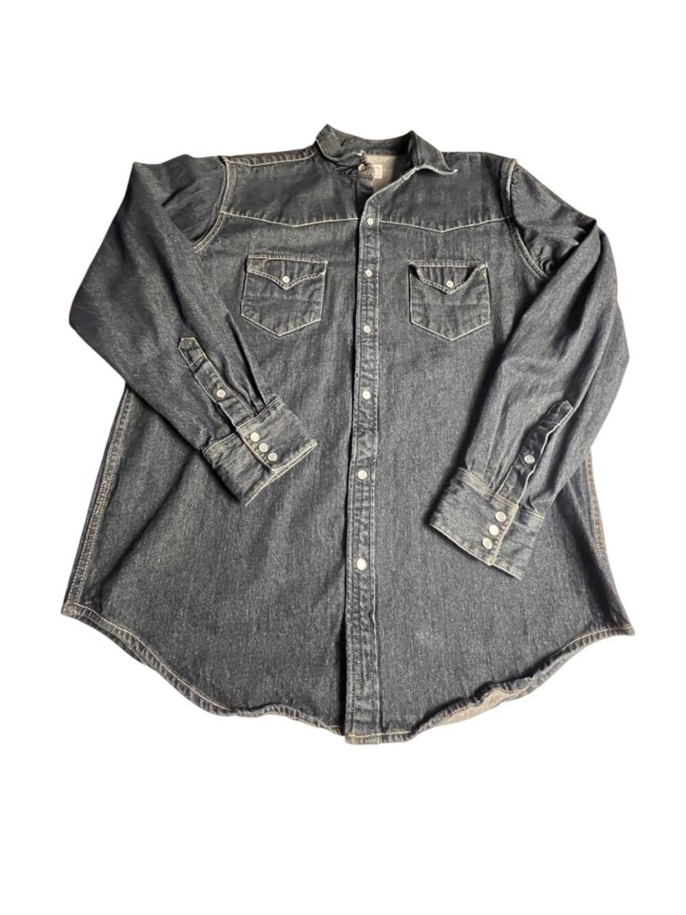 C.C. Filson Mens XL Indigo Denim Western Snap Shirt Style 12024 Made In India